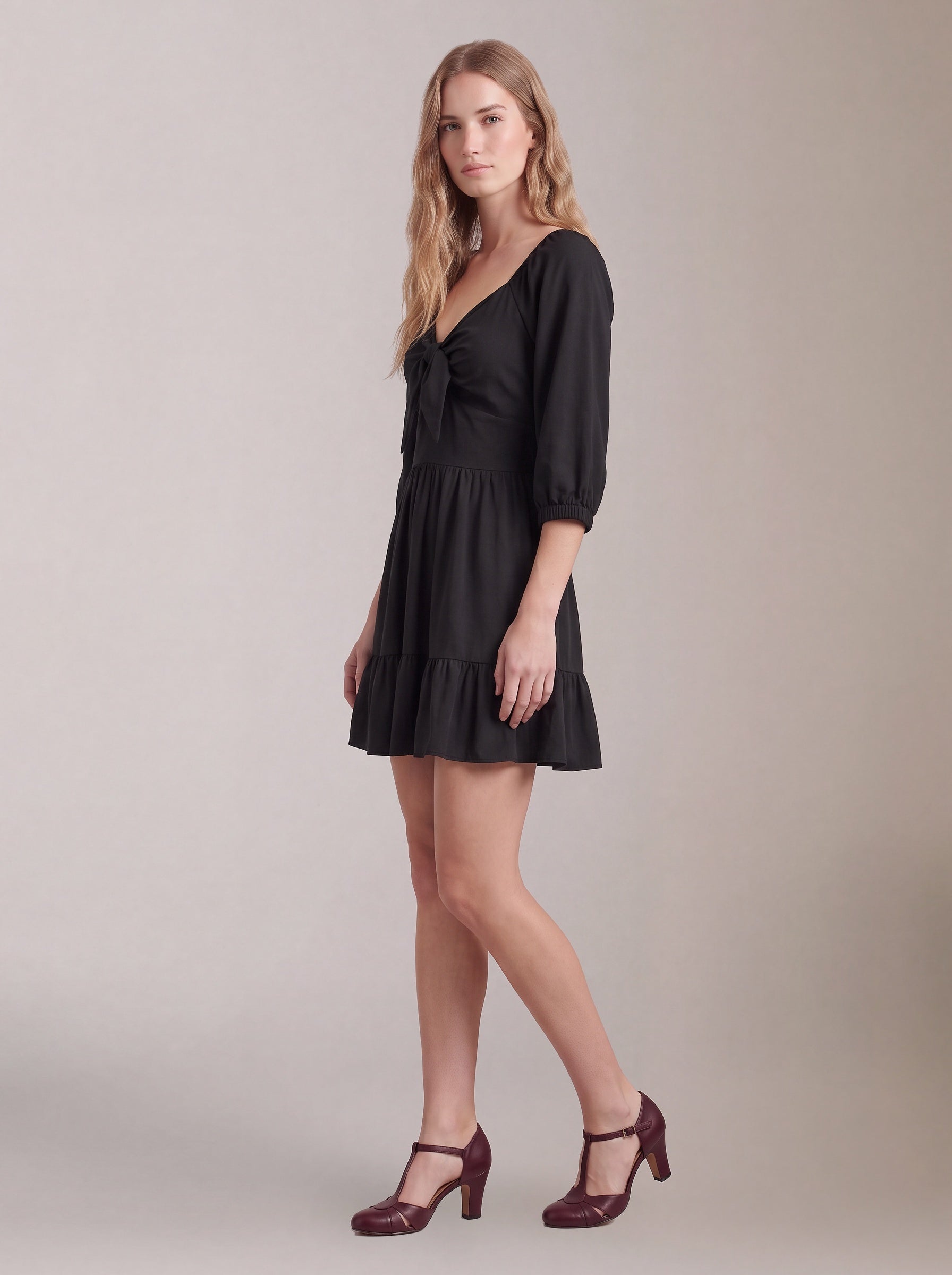 Molly Mini Dress in Solid Black-Tactilefable