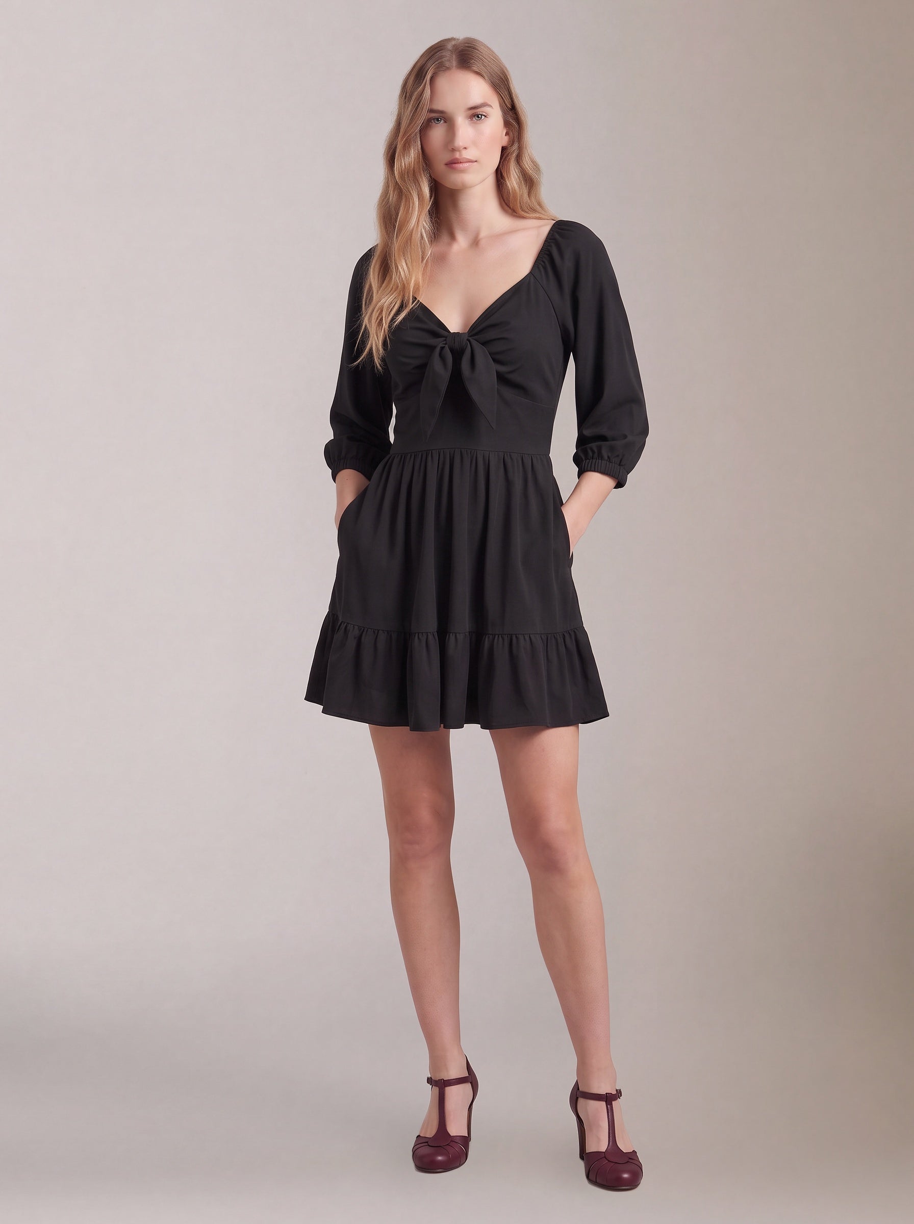 Molly Mini Dress in Solid Black-Tactilefable