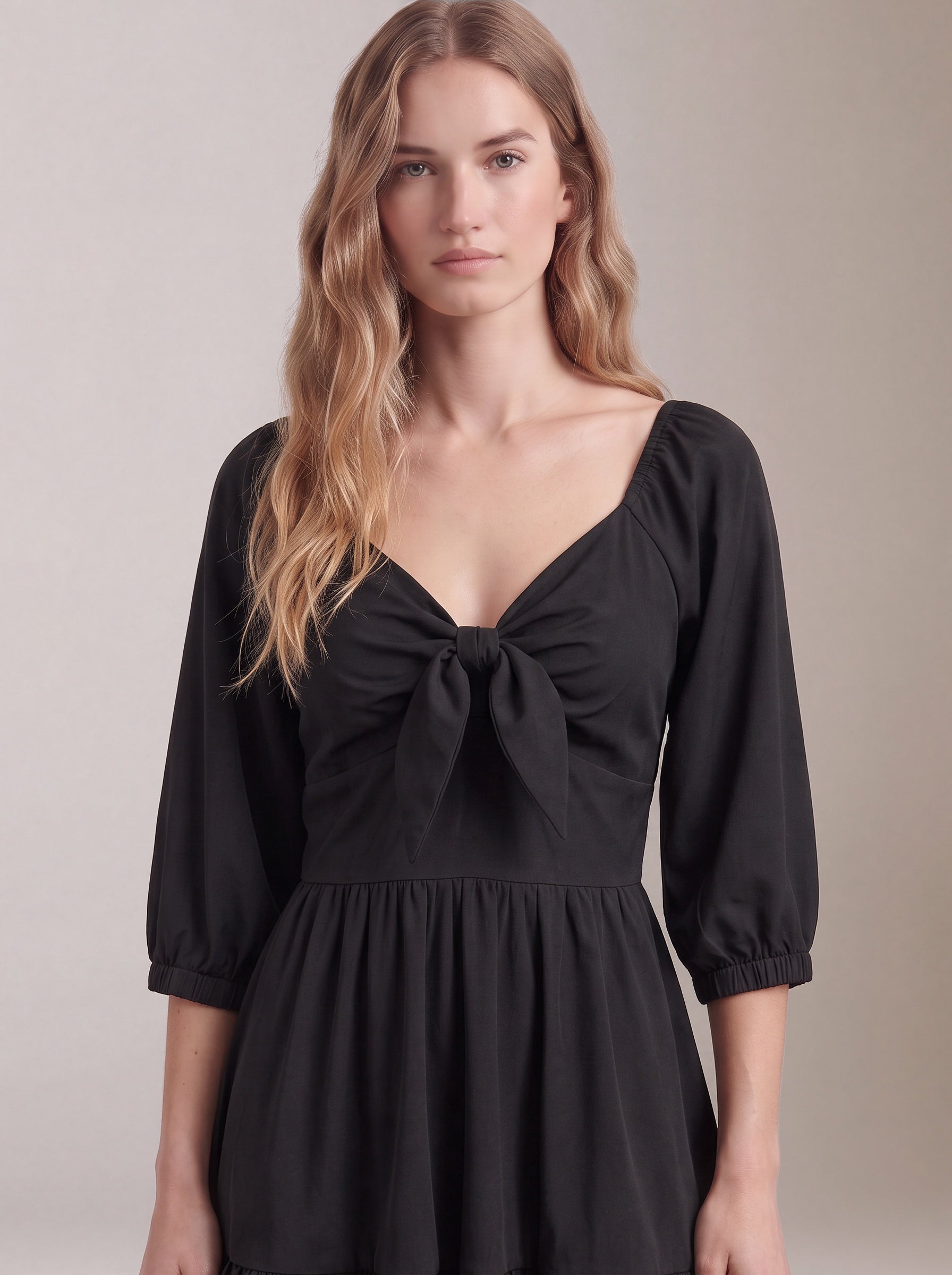 Molly Mini Dress in Solid Black-Tactilefable