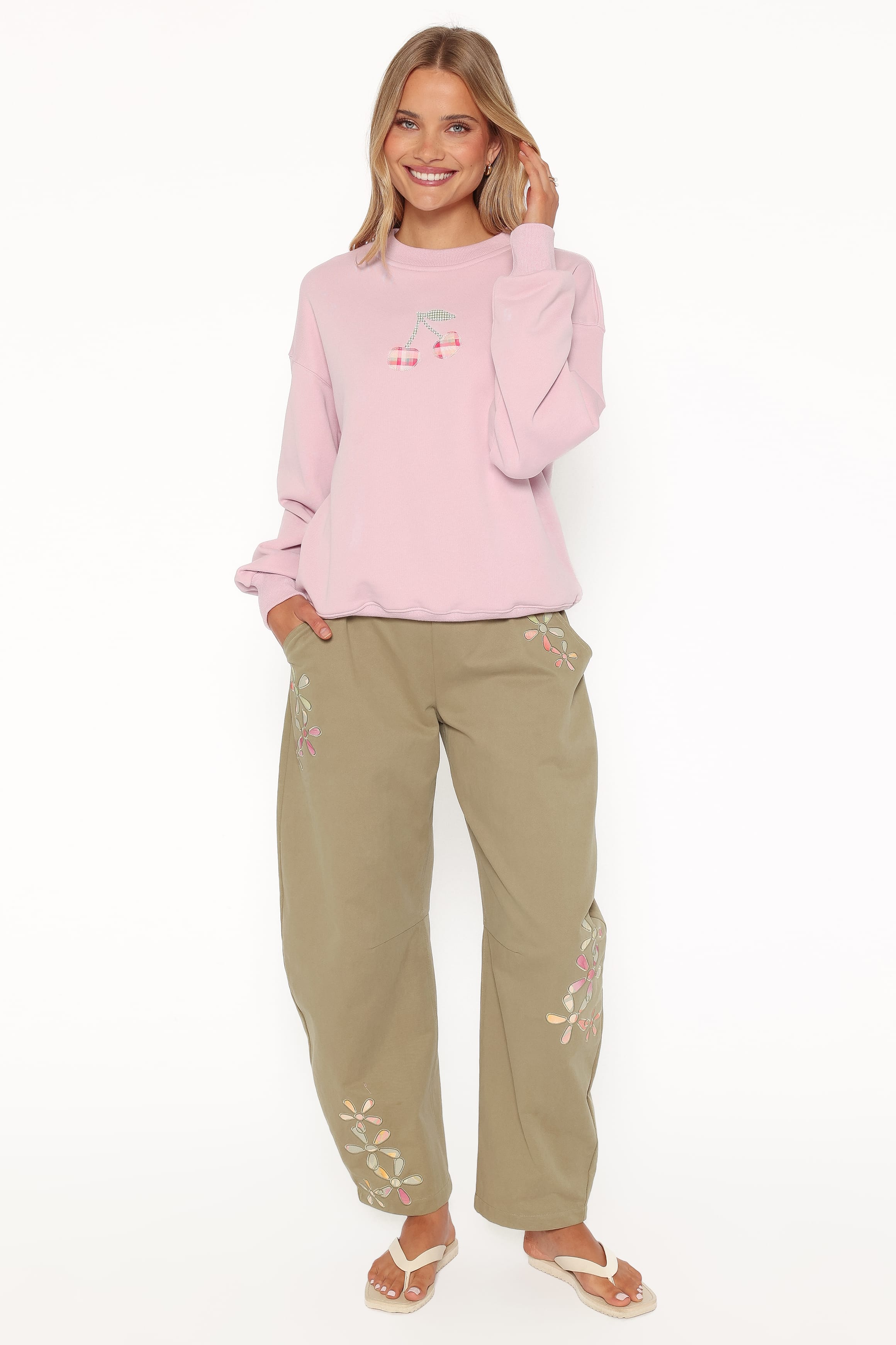 Cayley Patchwork Sweatshirt - Pink Cherry-Tactilefable