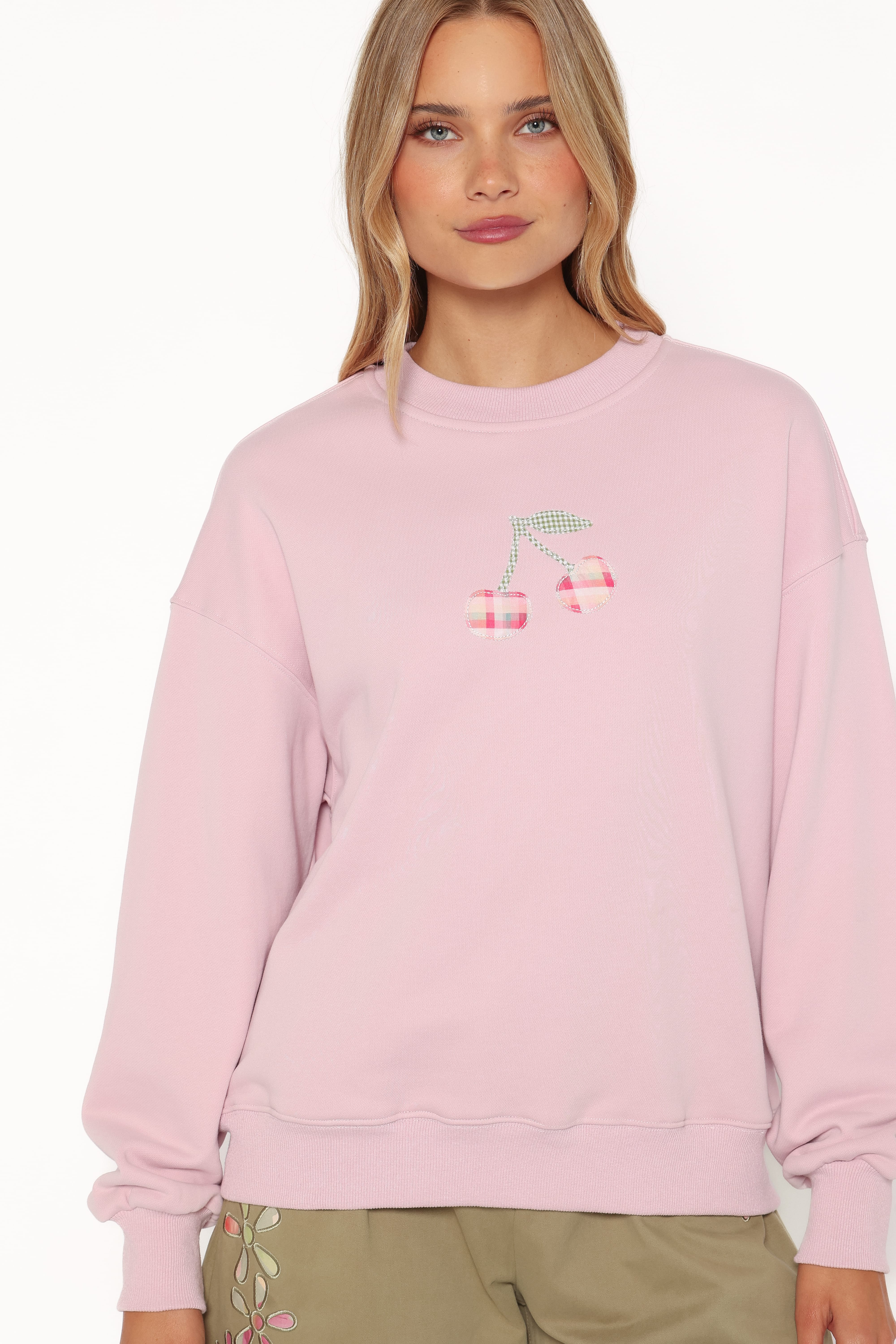 Cayley Patchwork Sweatshirt - Pink Cherry-Tactilefable