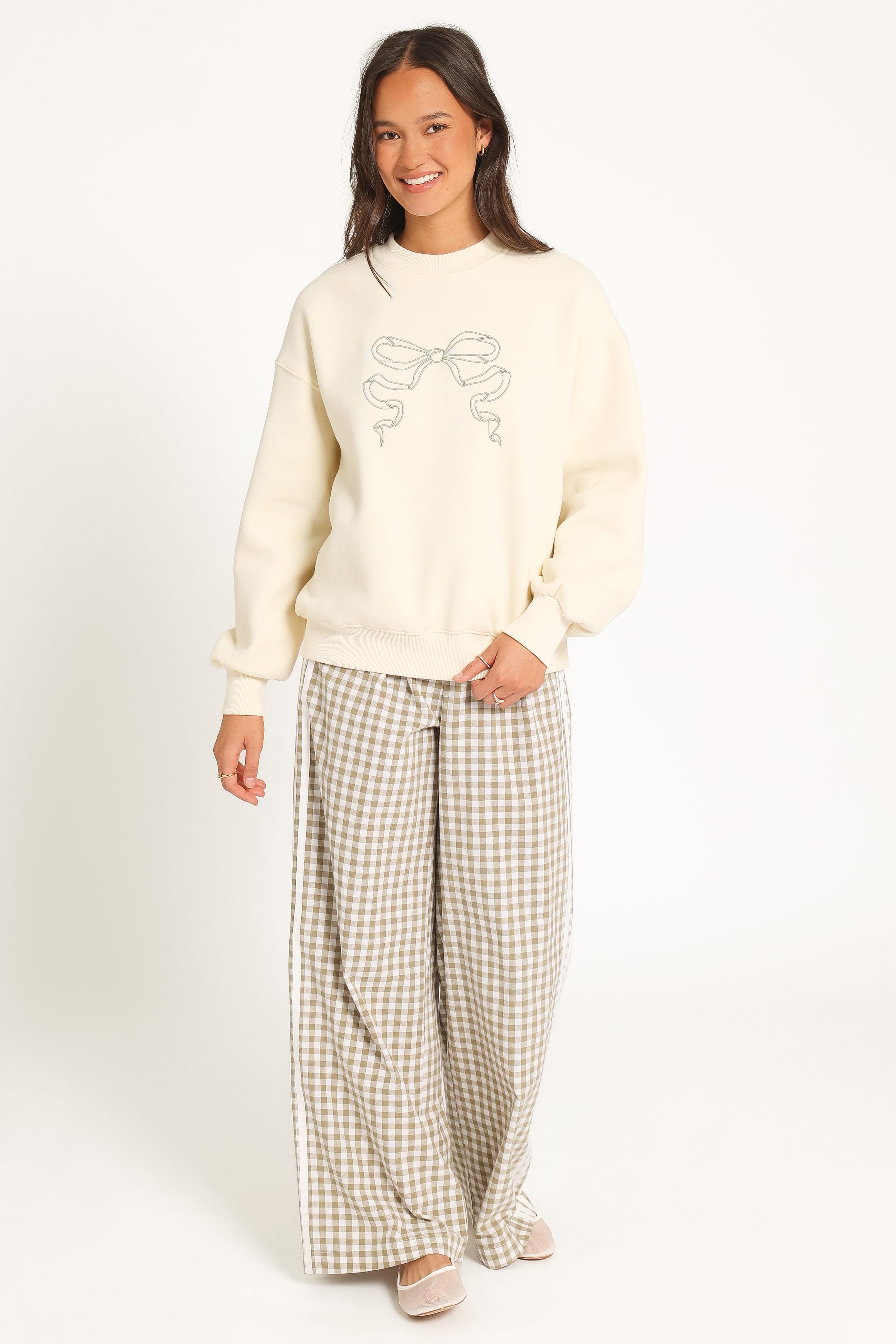 Danni Bow Embellished Sweatshirt - Cream-Tactilefable