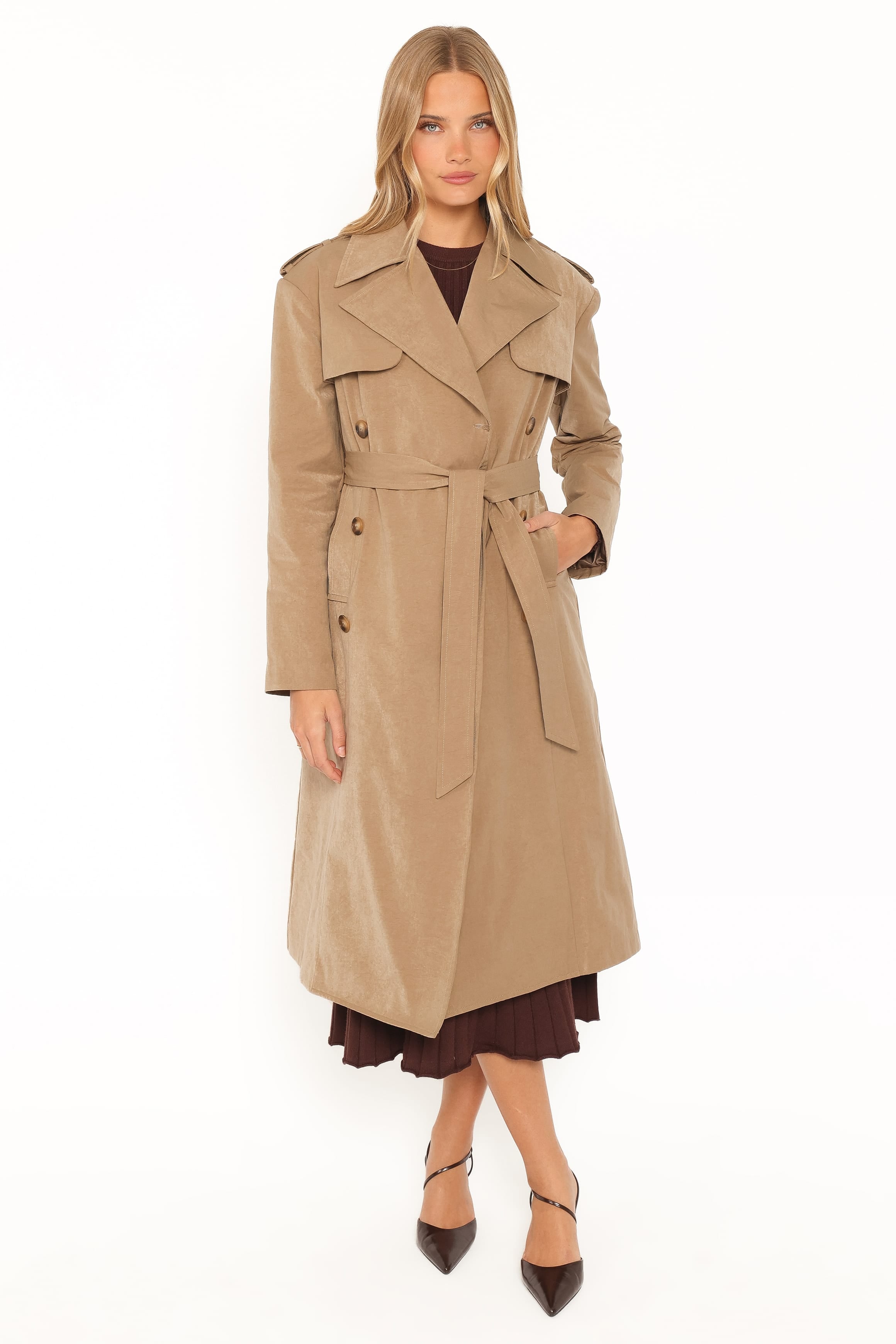 Hilda Structured Trench - Khaki-Tactilefable