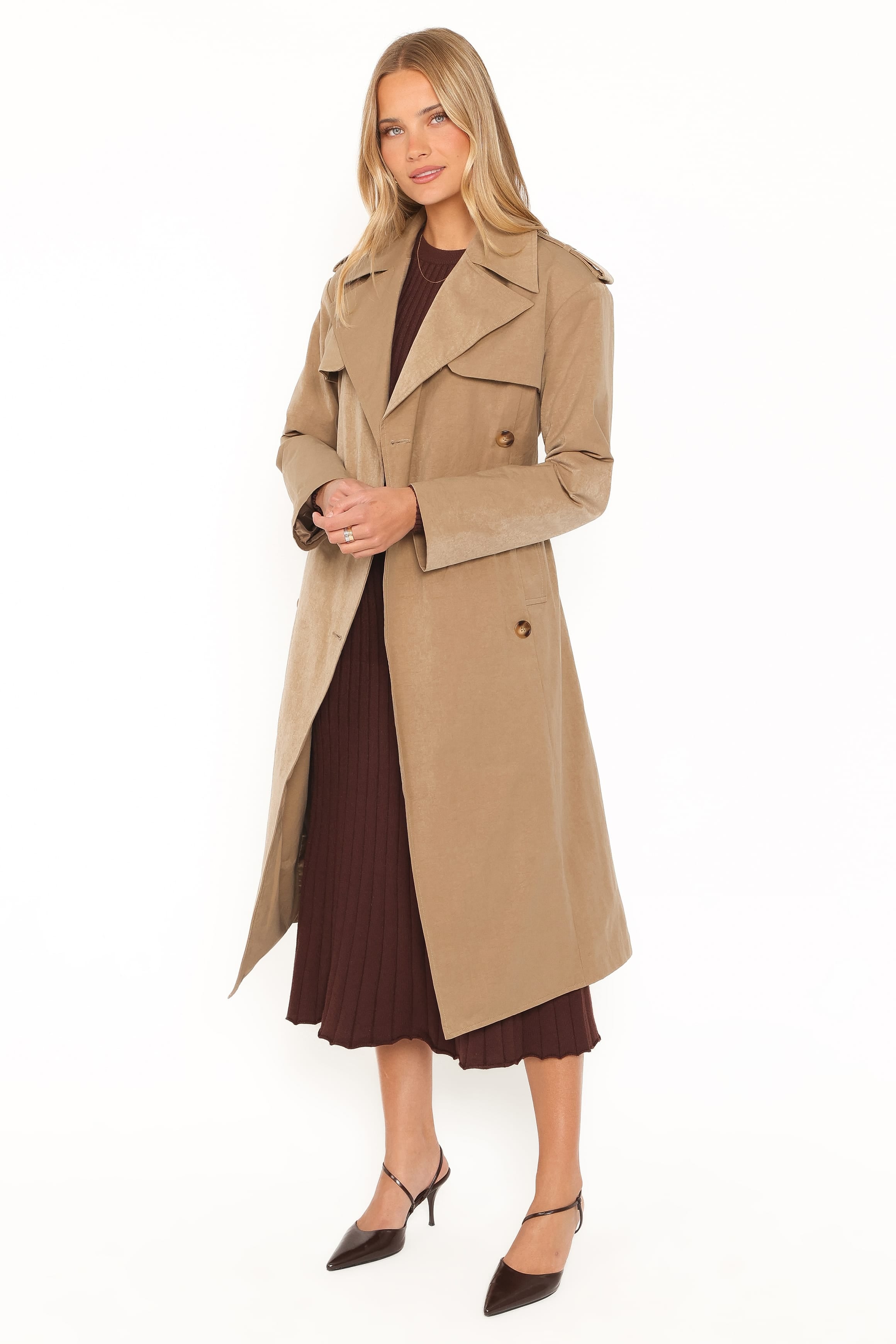 Hilda Structured Trench - Khaki-Tactilefable