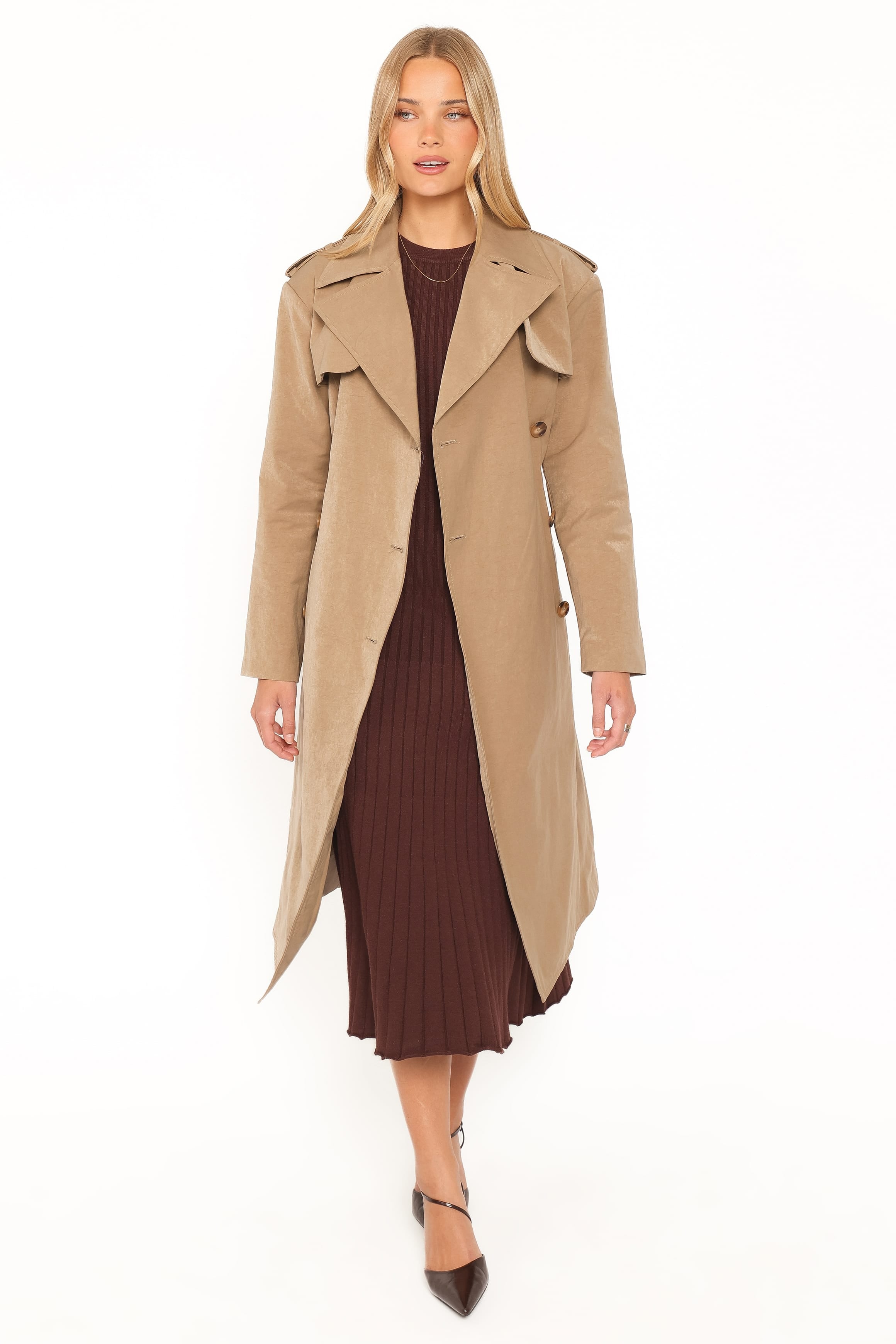 Hilda Structured Trench - Khaki-Tactilefable