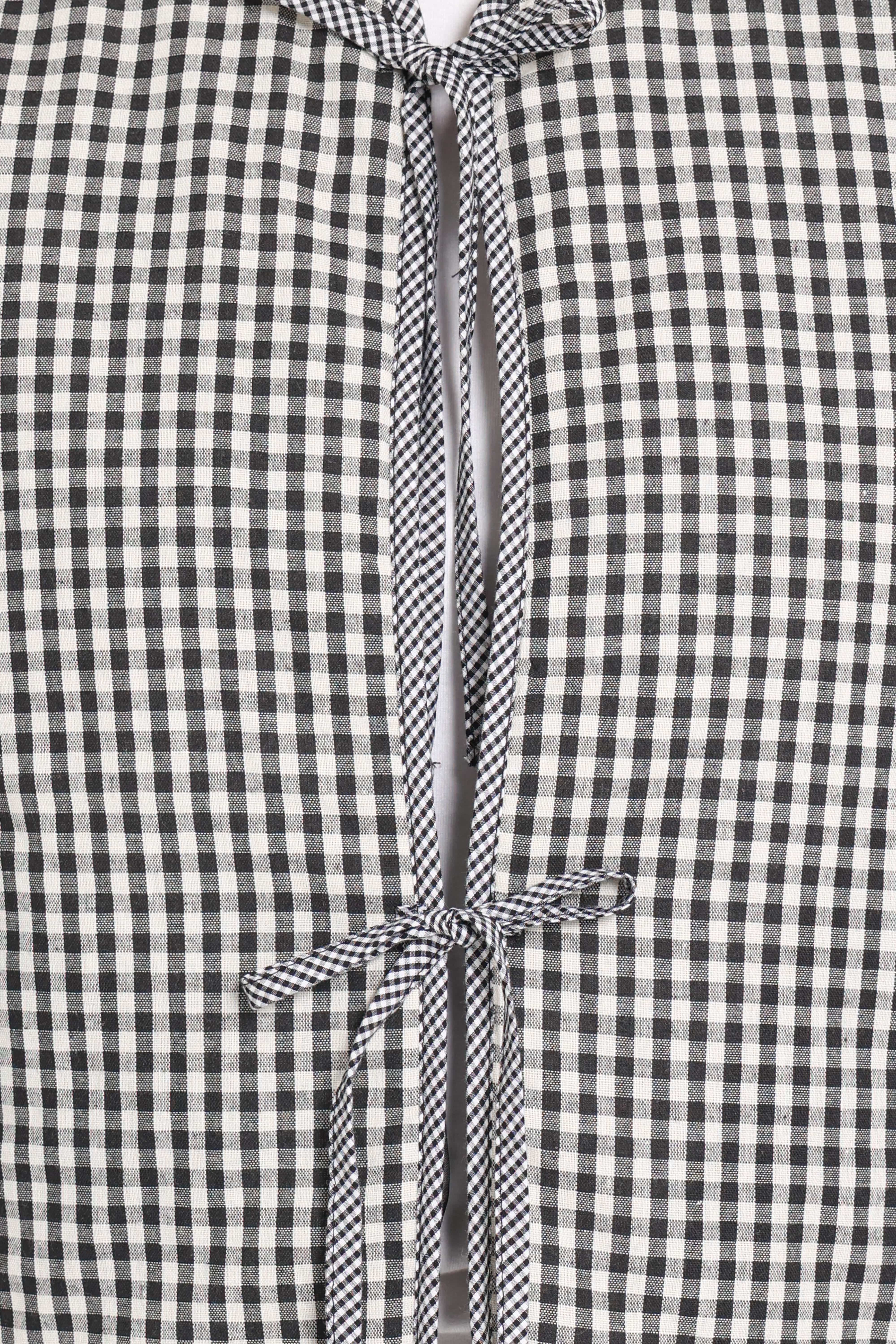 Laila Tie Front Vest - Black Gingham-Tactilefable