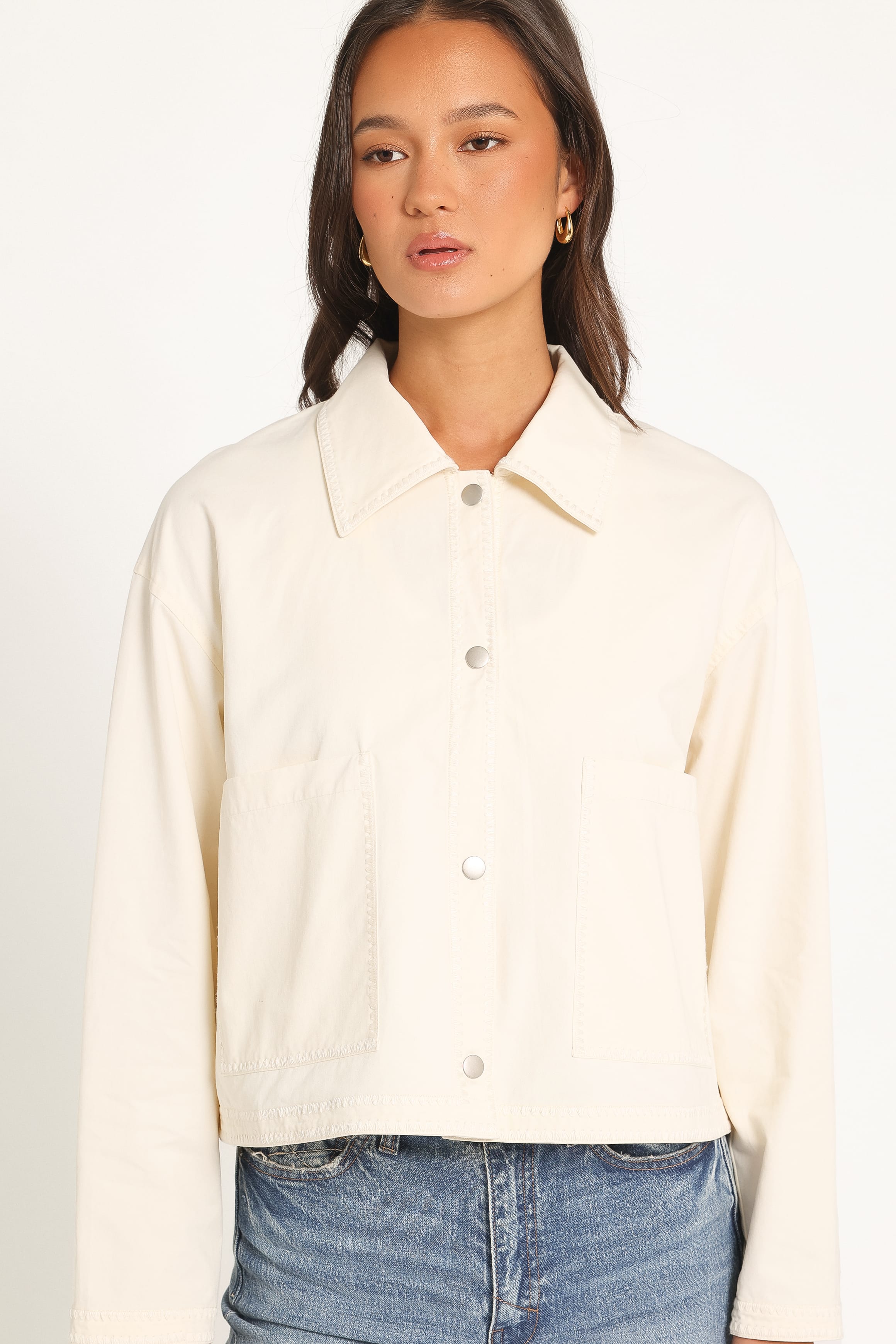 Poppi Boxy Crop Jacket - Ivory-Tactilefable