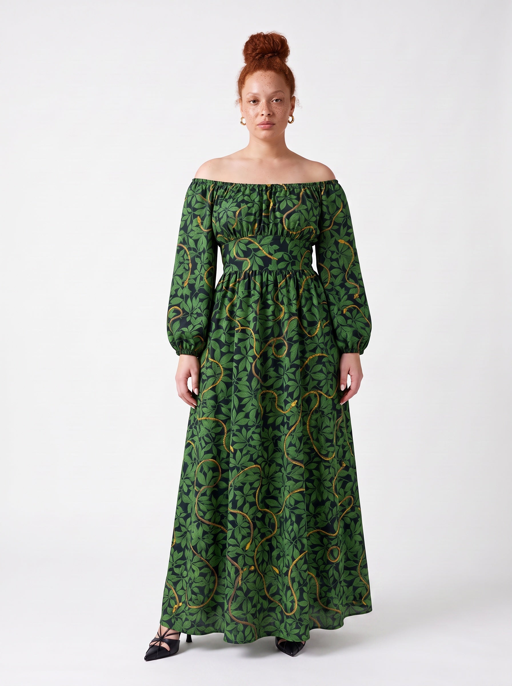 Swann Maxi Dress in Black Serpente-Tactilefable