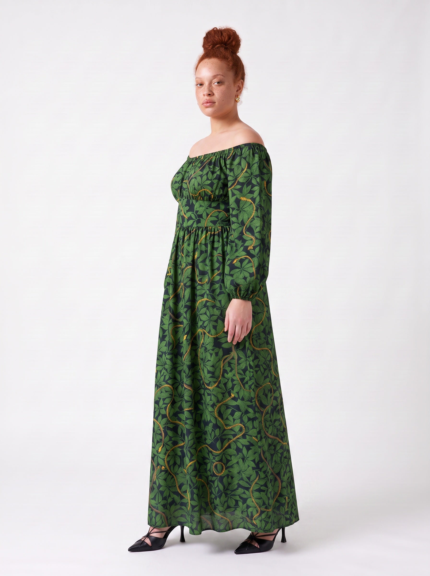 Swann Maxi Dress in Black Serpente-Tactilefable