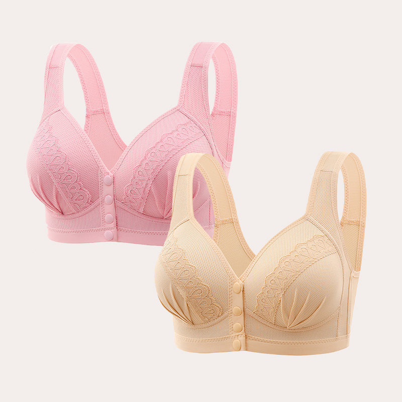 2026 Zapinany z przodu, oddychający, przyjazny dla skóry biustonosz z bawełny 【1+1 Bezpłatnie】