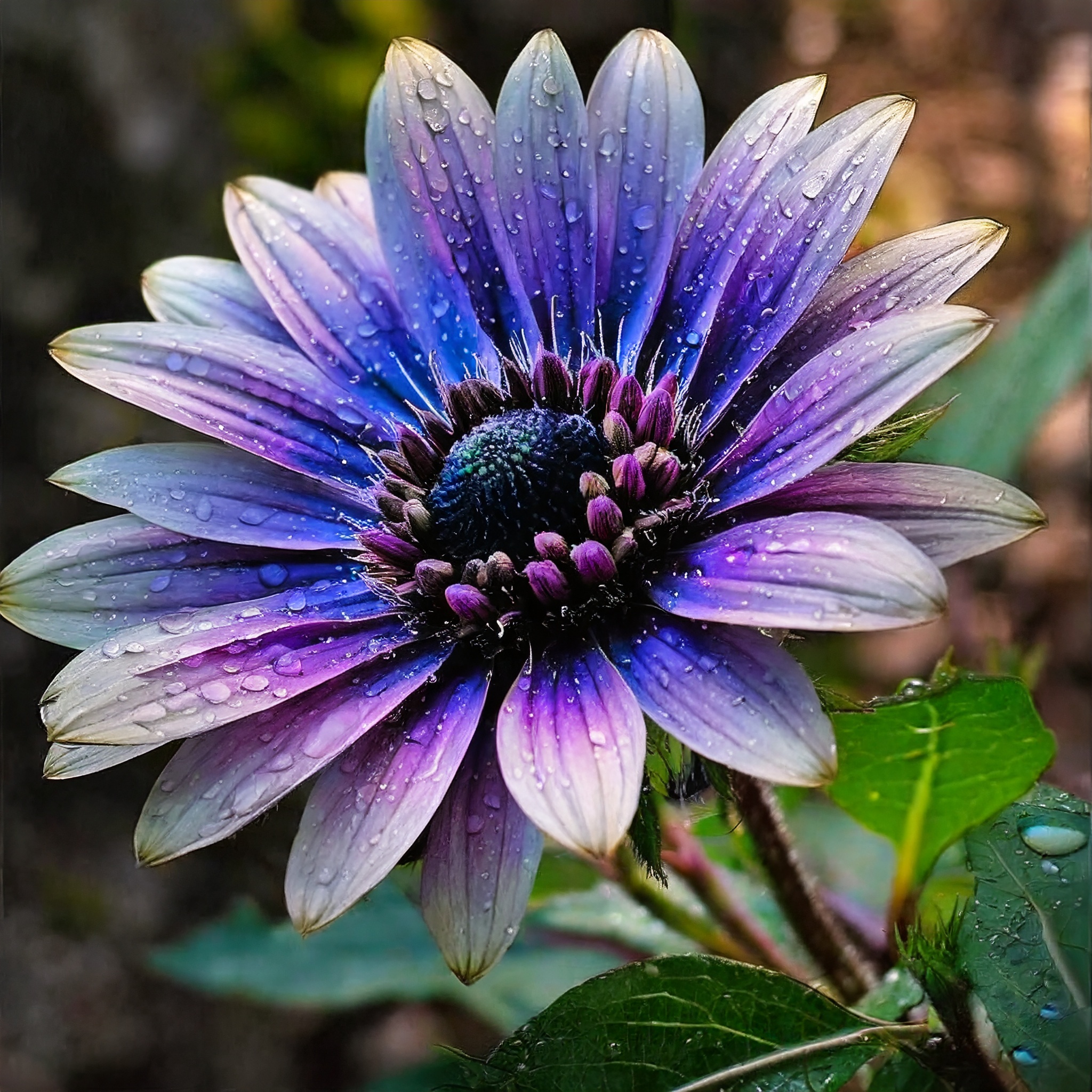 Ombre Sonnenblume von Blau nach Lila