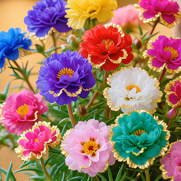 🌹Gold-Edged Double Mixed-Color Moss Rose—2025 Latest Variety