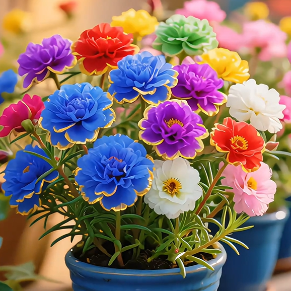 🌹Gold-Edged Double Mixed-Color Moss Rose—2025 Latest Variety