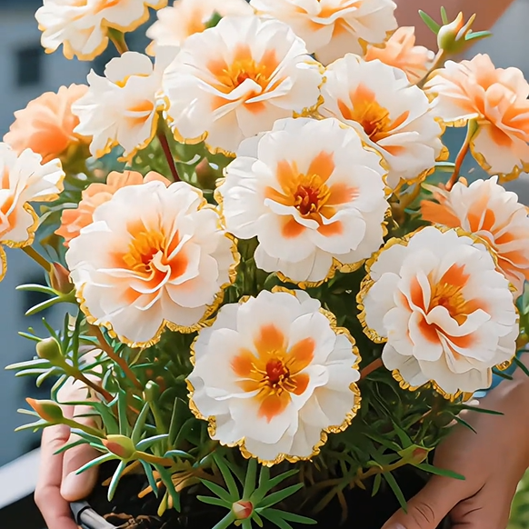 🌹Gold-Edged Double Mixed-Color Moss Rose—2025 Latest Variety