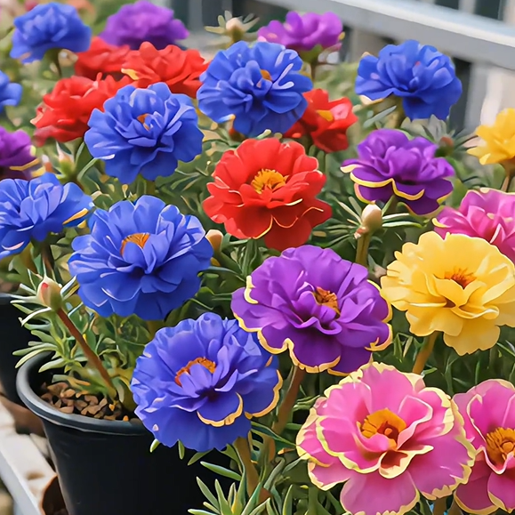 🌹Gold-Edged Double Mixed-Color Moss Rose—2025 Latest Variety