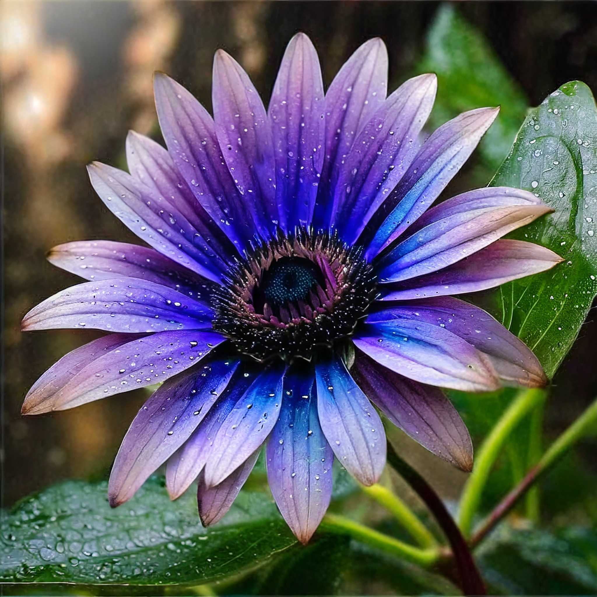 Ombre Sonnenblume von Blau nach Lila