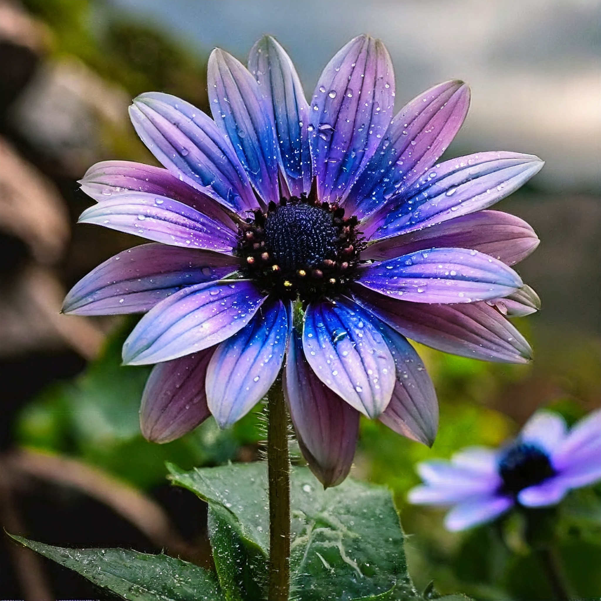 Ombre Sonnenblume von Blau nach Lila