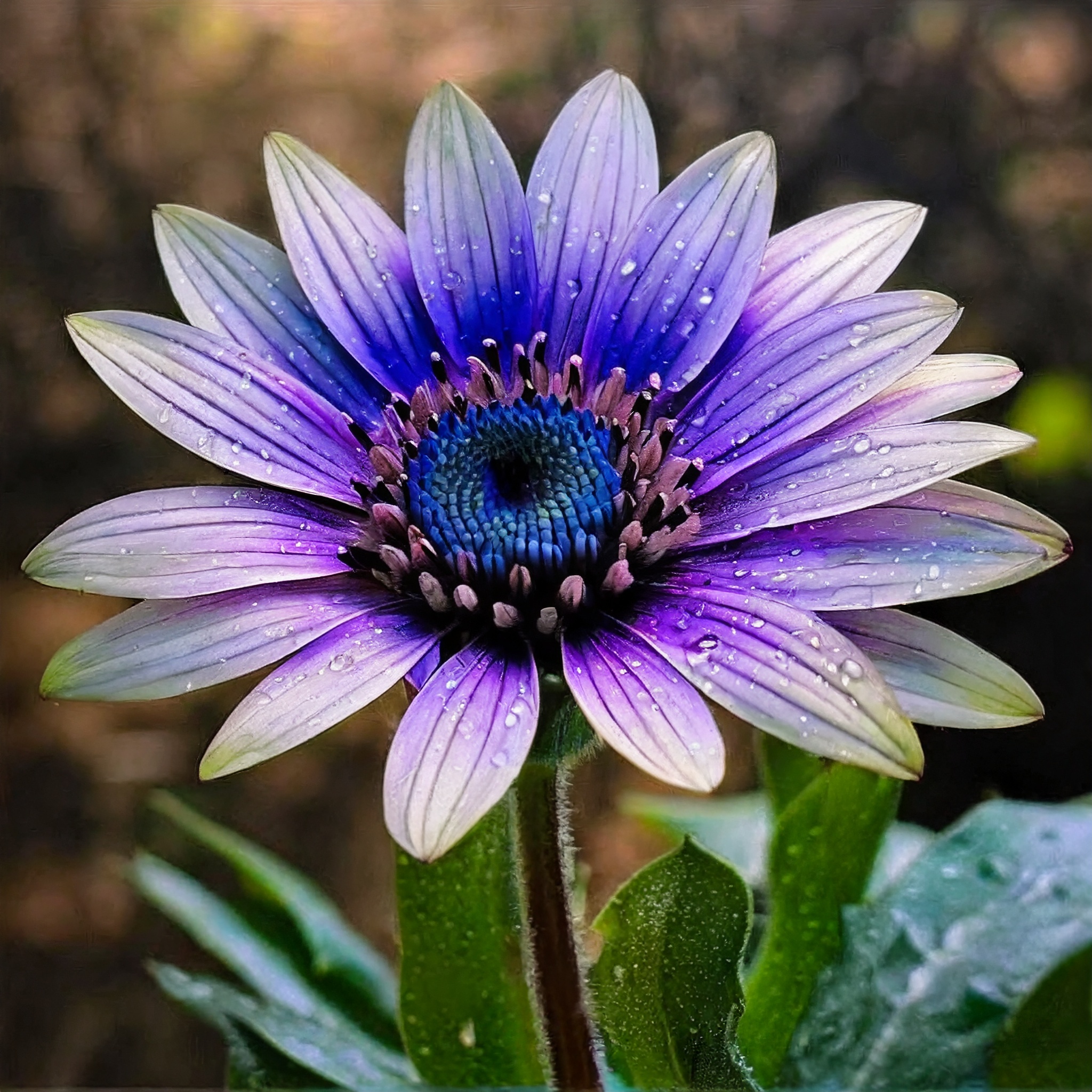 Ombre Sonnenblume von Blau nach Lila