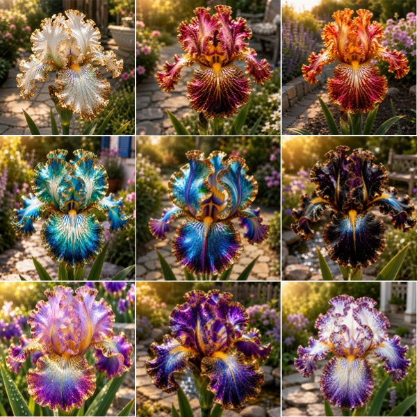 ✨ Seltene vergoldete Juwelen-Iris-Zwiebeln – Schimmernde, goldgeränderte Blüten für Gärten und Töpfe