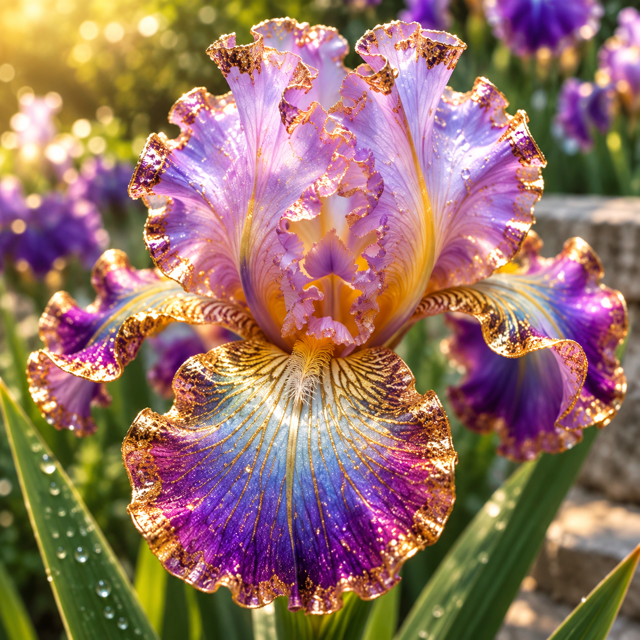 ✨ Seltene vergoldete Juwelen-Iris-Zwiebeln – Schimmernde, goldgeränderte Blüten für Gärten und Töpfe