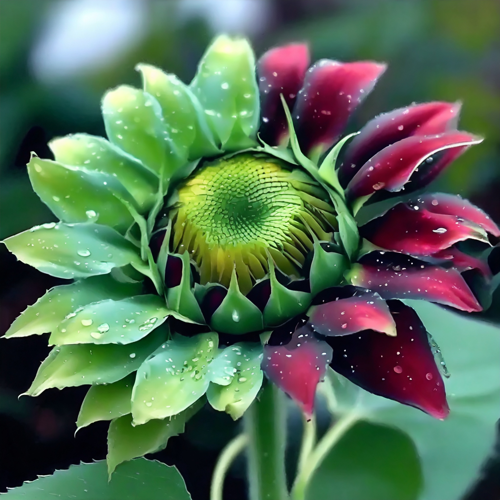 Rote und grüne Zwillings-Sonnenblumenkerne