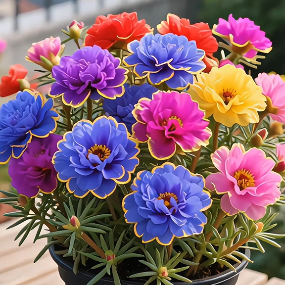 🌹Gold-Edged Double Mixed-Color Moss Rose—2025 Latest Variety