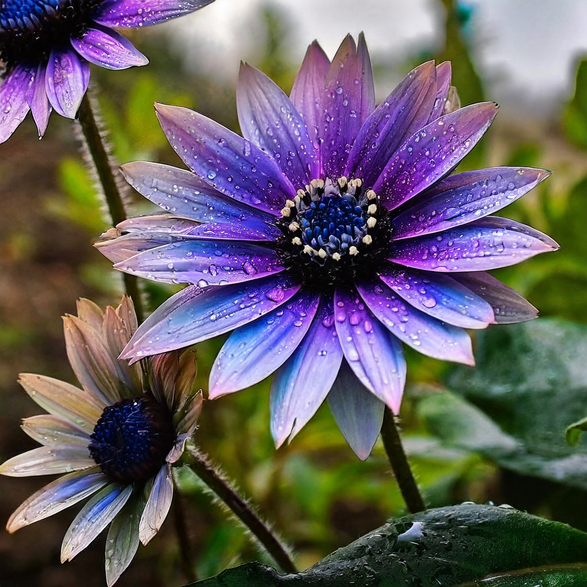 Ombre Sonnenblume von Blau nach Lila