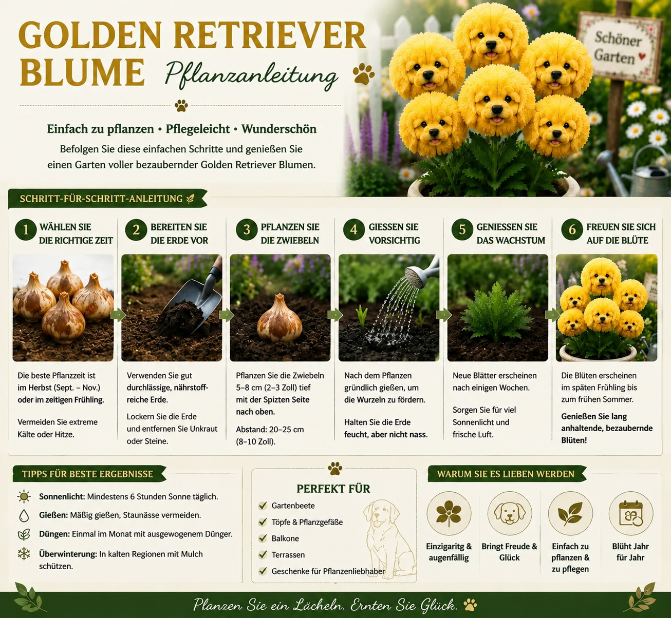 🌼 Golden Retriever Blumenkollektion - Ein Garten, der Glück ausstrahlt.