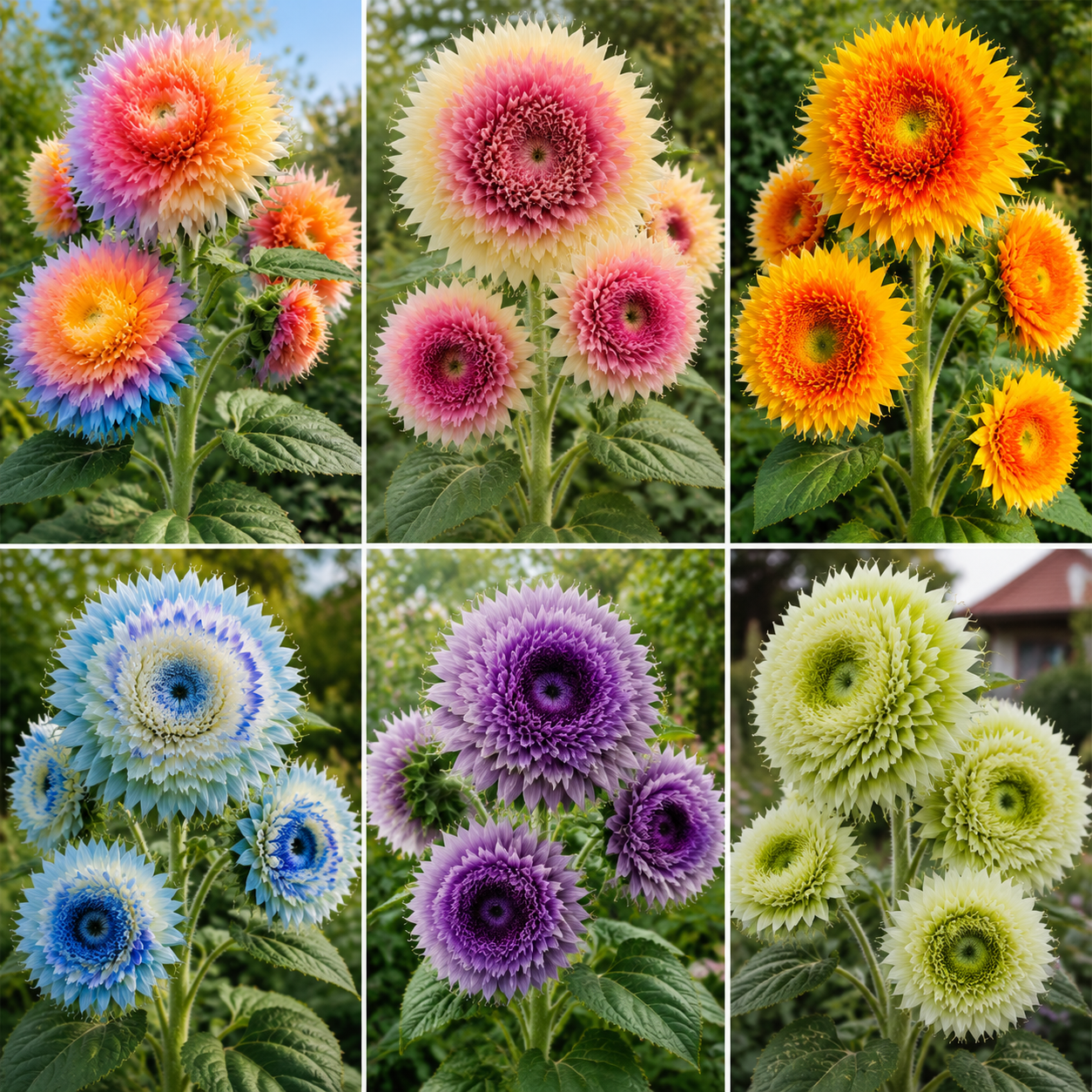 🌈 Regenbogen-Pompon-Sonnenblumensamen – Ziehen Sie die magischsten Sonnenblumen in Ihrem Garten! 🌻✨