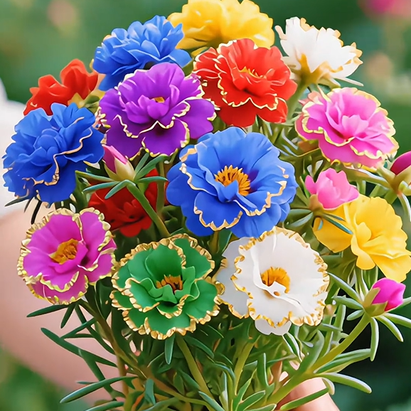 🌹Gold-Edged Double Mixed-Color Moss Rose—2025 Latest Variety