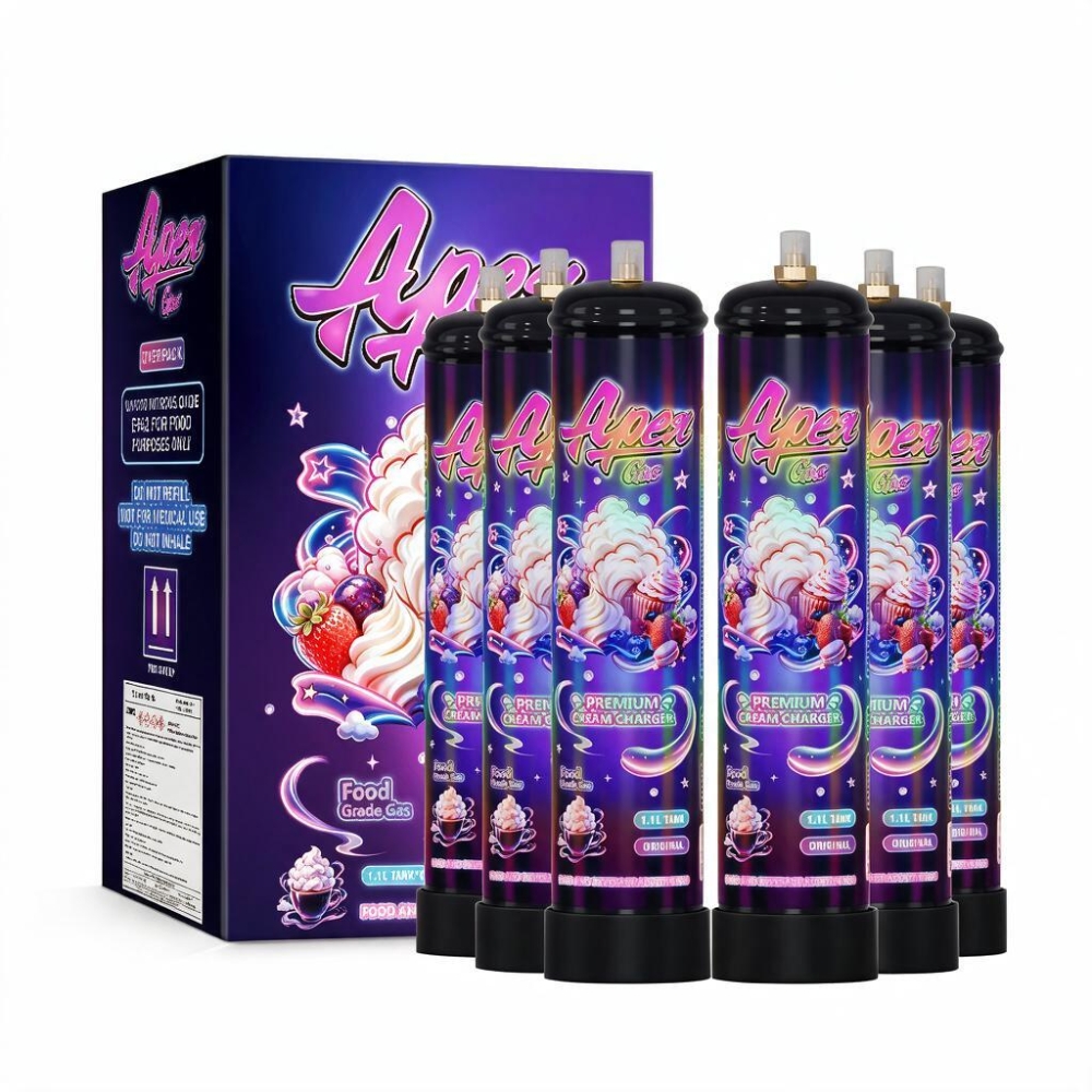 ApexGas 1.1Lx6 Whipped Cream Charger Unflavored, 700g Nitrous Oxide N2O Cream Charger Canister