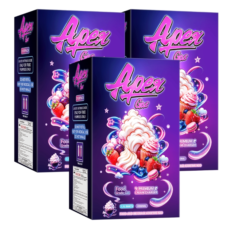 ApexGas 1.1Lx18 Whipped Cream Charger Unflavored, 700g Nitrous Oixde N2O Cream Charger Canister