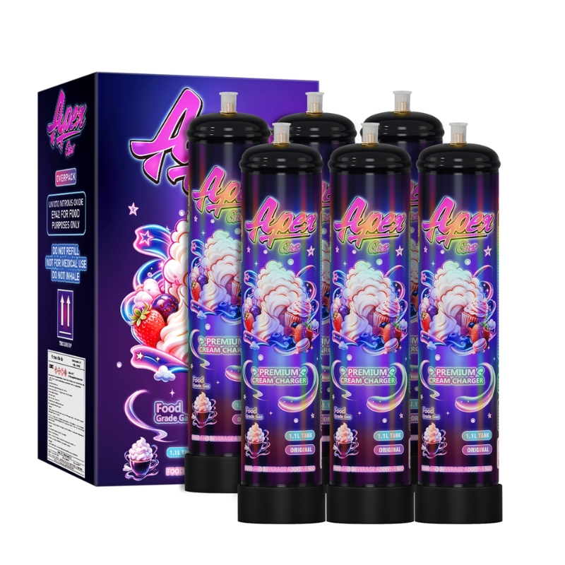 ApexGas 1.1L Whipped Cream Charger Unflavored, 700g Nitrous Oixde N2O Cream Charger Canister