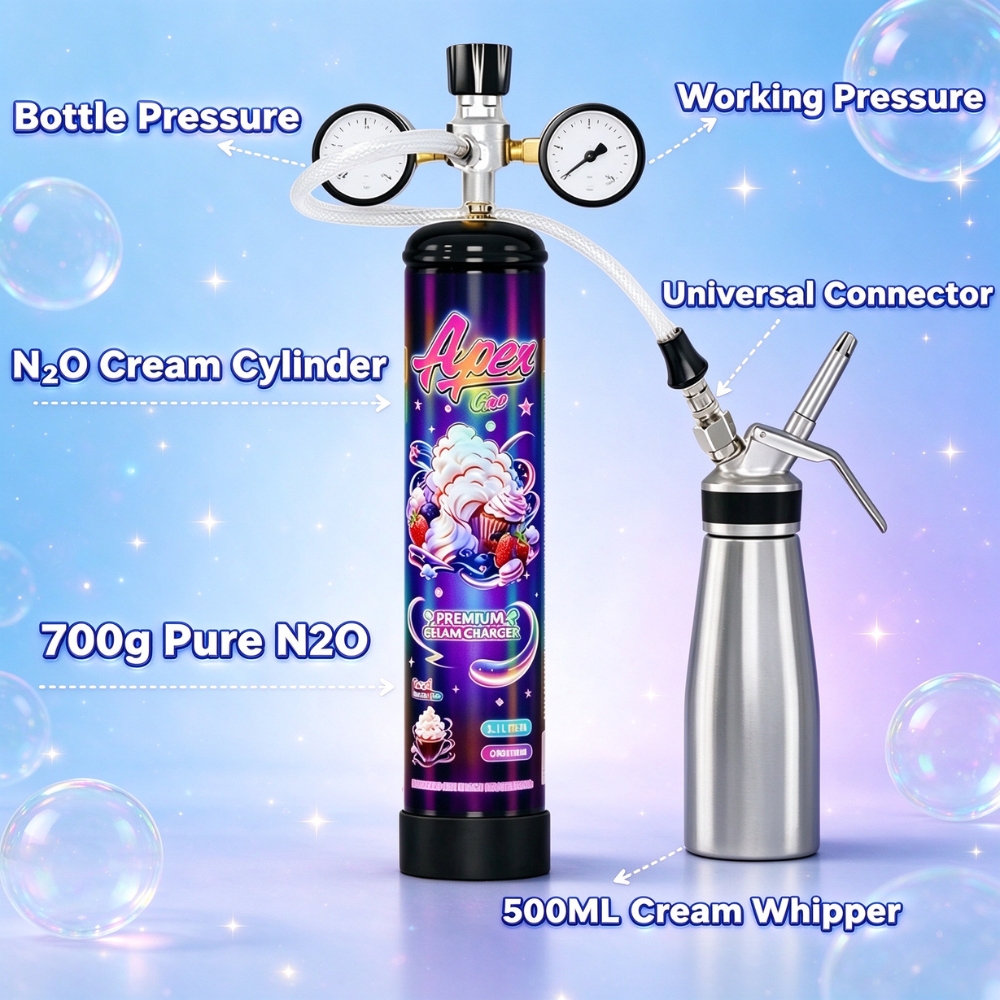 ApexGas 1.1Lx6 Whipped Cream Charger Unflavored, 700g Nitrous Oxide N2O Cream Charger Canister