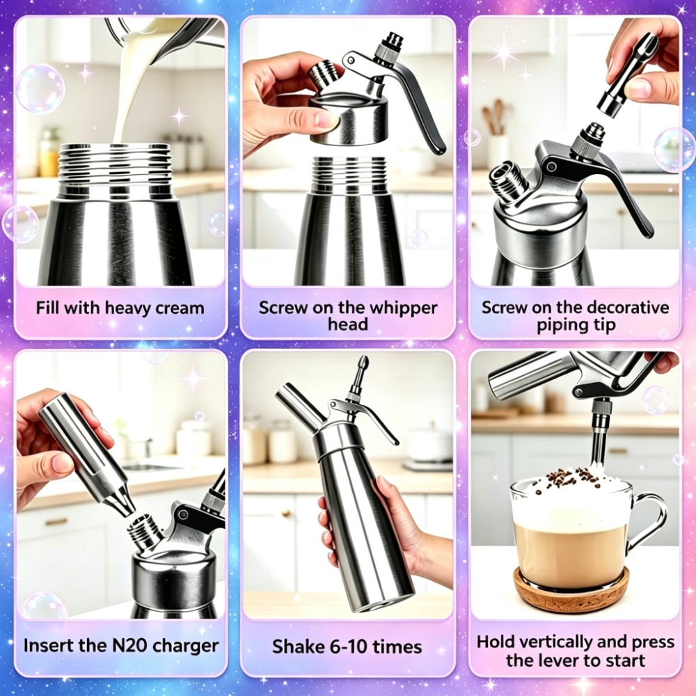 8g Whipped Cream Charger (10-Pack) - N2O Cream Chargers for Professional Creams Dispensers - 8g Nitrous Oxide Cartridges - Food Grade Gas for Whipping, Culinary Foams & Desserts