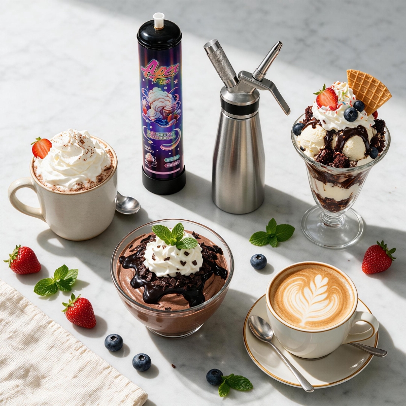Aluminum Whipped Cream Dispenser 500ml /1 Pint Cream Whipper with 3 Stainless Steel & Brush, Create Perfect Desserts & Coffee Toppings, Leak-Free Whipped Cream Maker