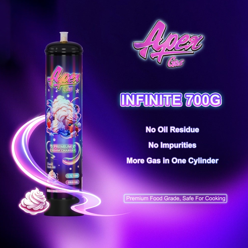 ApexGas 1.1L Whipped Cream Charger Unflavored, 700g Nitrous Oixde N2O Cream Charger Canister
