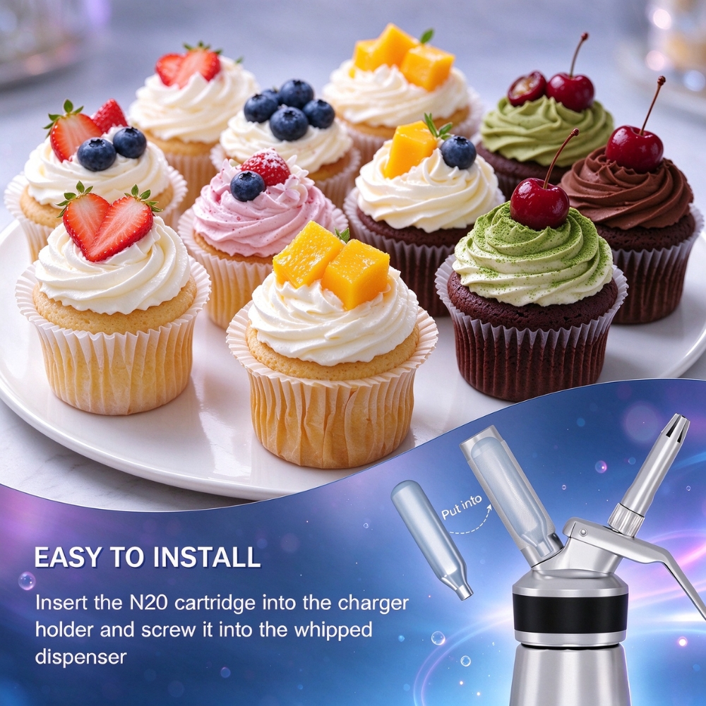 8g Whipped Cream Charger (10-Pack) - N2O Cream Chargers for Professional Creams Dispensers - 8g Nitrous Oxide Cartridges - Food Grade Gas for Whipping, Culinary Foams & Desserts