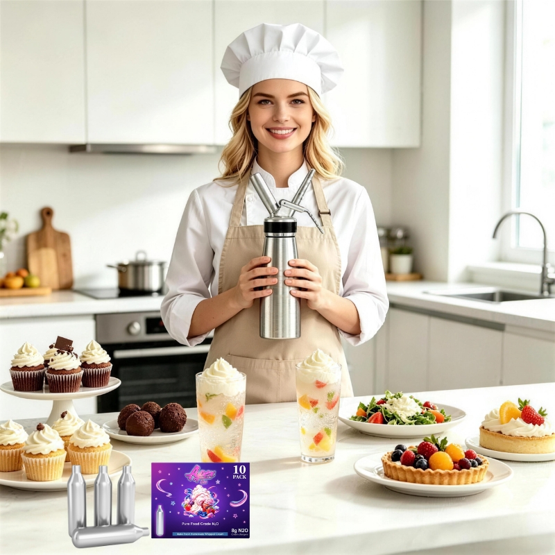 Aluminum Whipped Cream Dispenser 500ml /1 Pint Cream Whipper with 3 Stainless Steel & Brush, Create Perfect Desserts & Coffee Toppings, Leak-Free Whipped Cream Maker