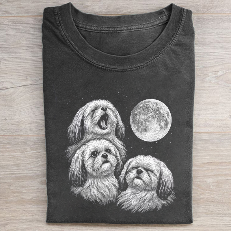 Shih Tzu Retro Graphic Moon T-shirt