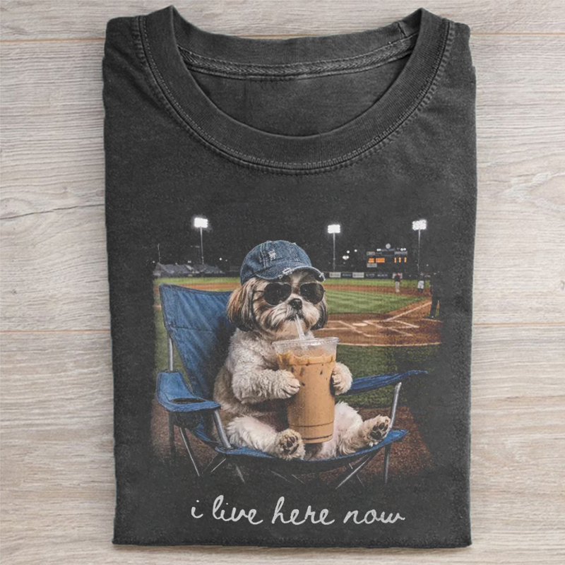 Shih Tzu Drinking Iced Coffee T-shirt