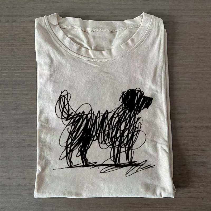 Tiger Scribble Dog Art Funny Vibe T-shirt