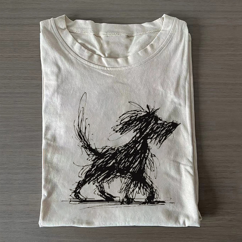 Abstract Dog Line Art T-shirt