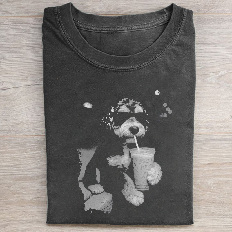 Bernedoodle Drinking Iced Coffee T-shirt