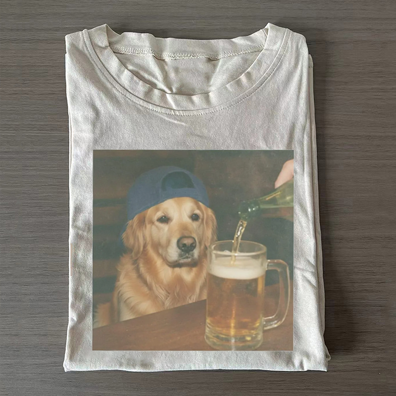 Funny Golden Retriever Drinking Beer T-shirt