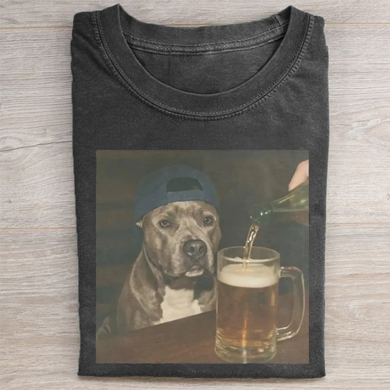 Pit Bull Drinking Beer T-shirt