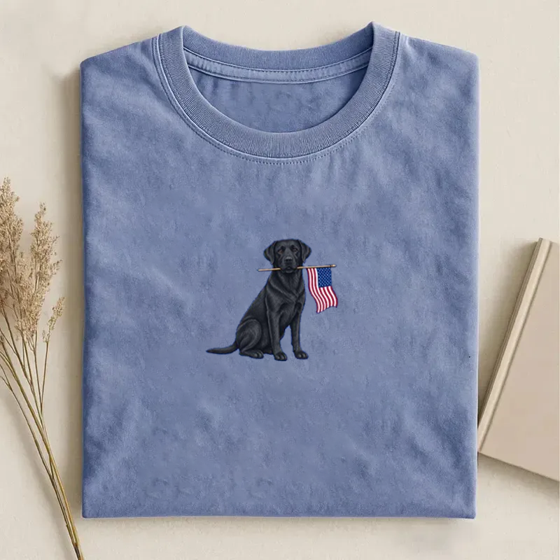 Black Labrador American Flag T-shirt
