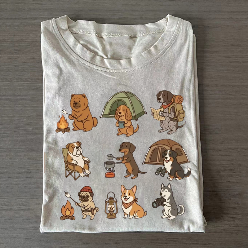 Cute Dog Camping T-shirt