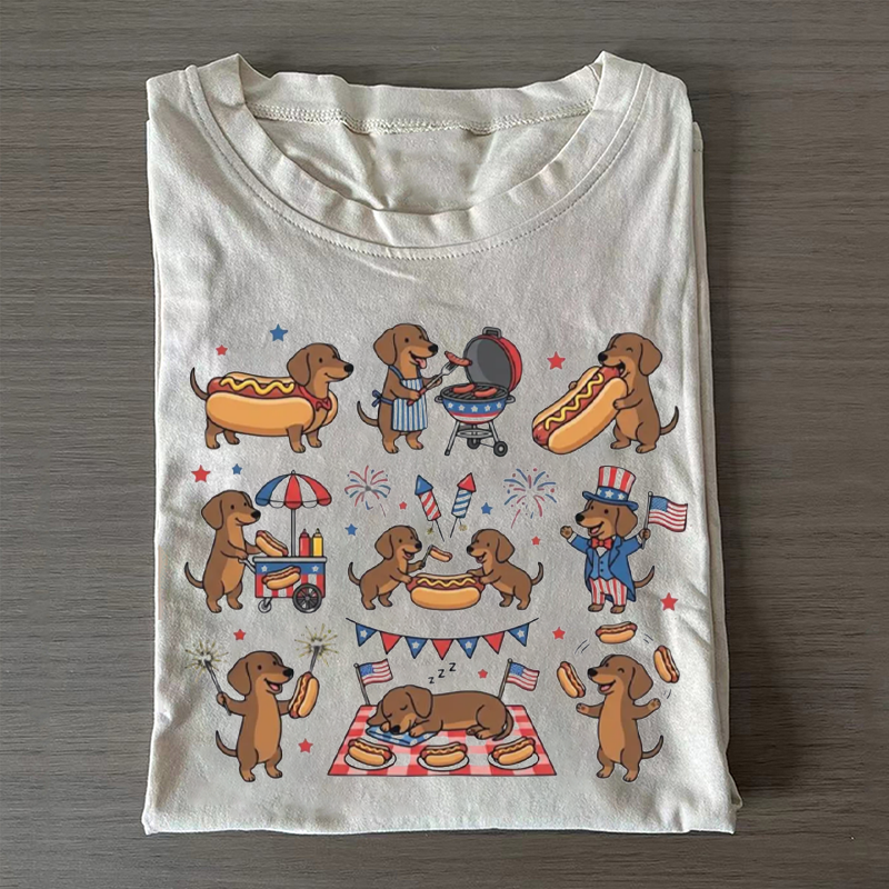 4th of July Dachshund Hot Dog T-shirt