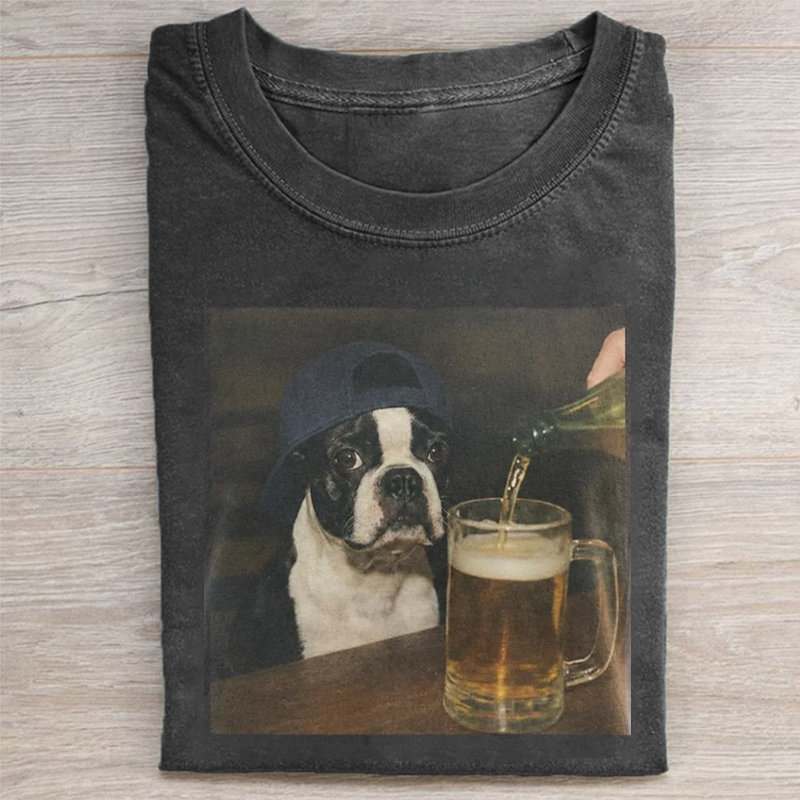 Boston Terrier Drinking Beer T-shirt